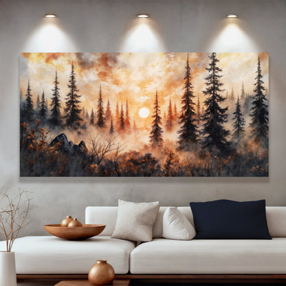 Rustic Forest Sunset Wall Art