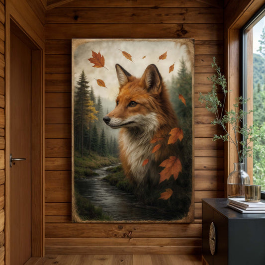 Autumn Fox Double Exposure Wall Art