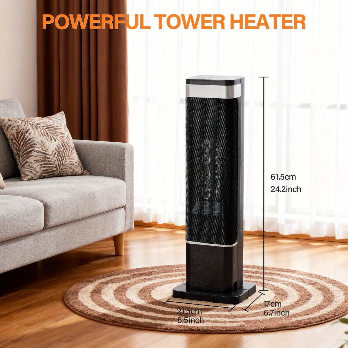 Portable Electric Space Heater with Remote & Thermostat