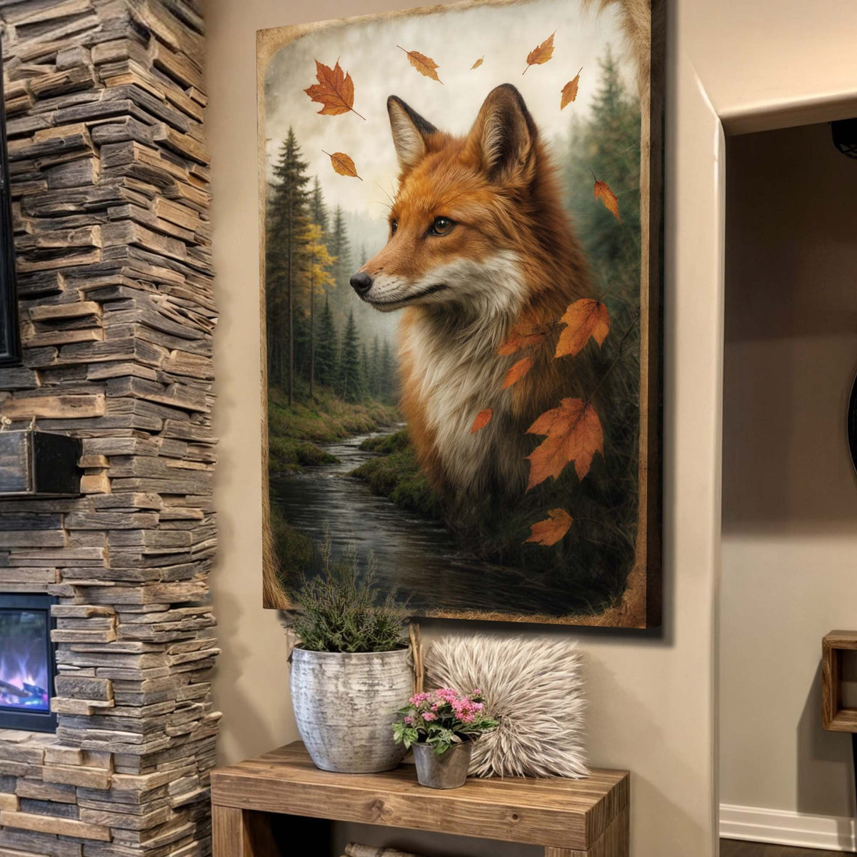 Autumn Fox Double Exposure Wall Art