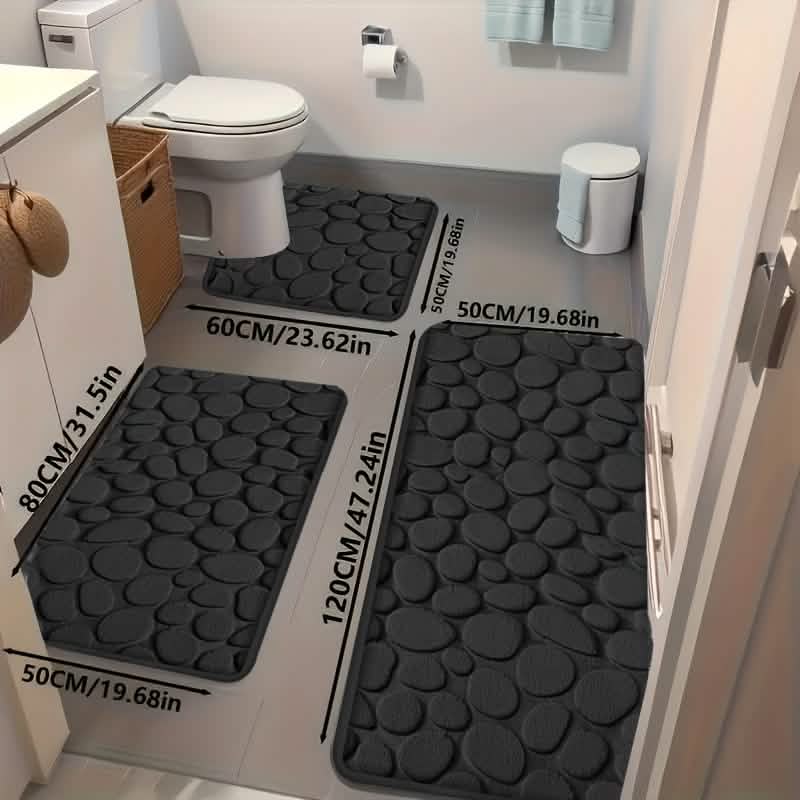 Ultra-Soft Memory Foam Bath Mat – Non-Slip, Absorbent (Gray Hexagon)