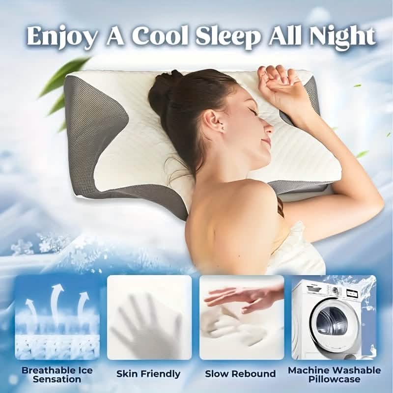 Ergonomic Memory Foam Neck Pillow – Slow Rebound, Back & Side Sleeper