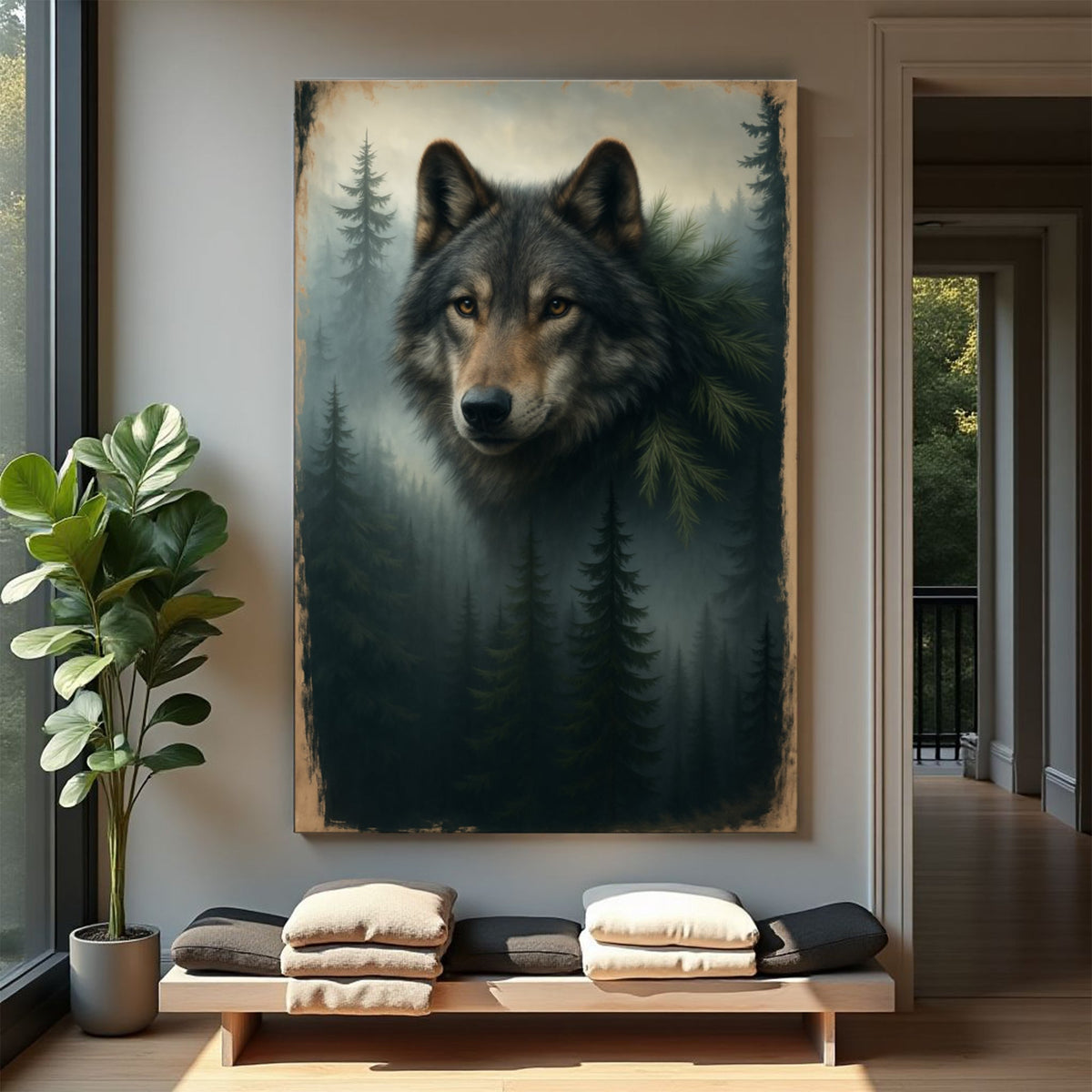 Wolf Double Exposure Wall Art V
