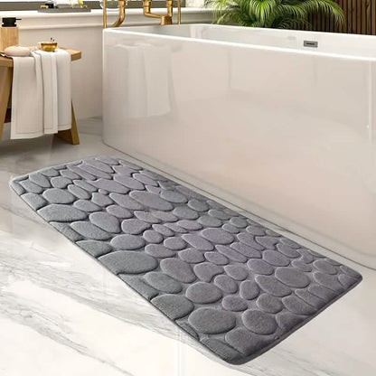 Ultra-Soft Memory Foam Bath Mat – Non-Slip, Absorbent (Gray Hexagon)
