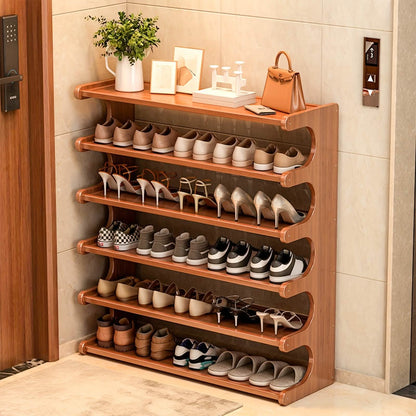 Bamboo Shoe Rack Organizer – 5 or 6 Tier, Space-Saving Storage