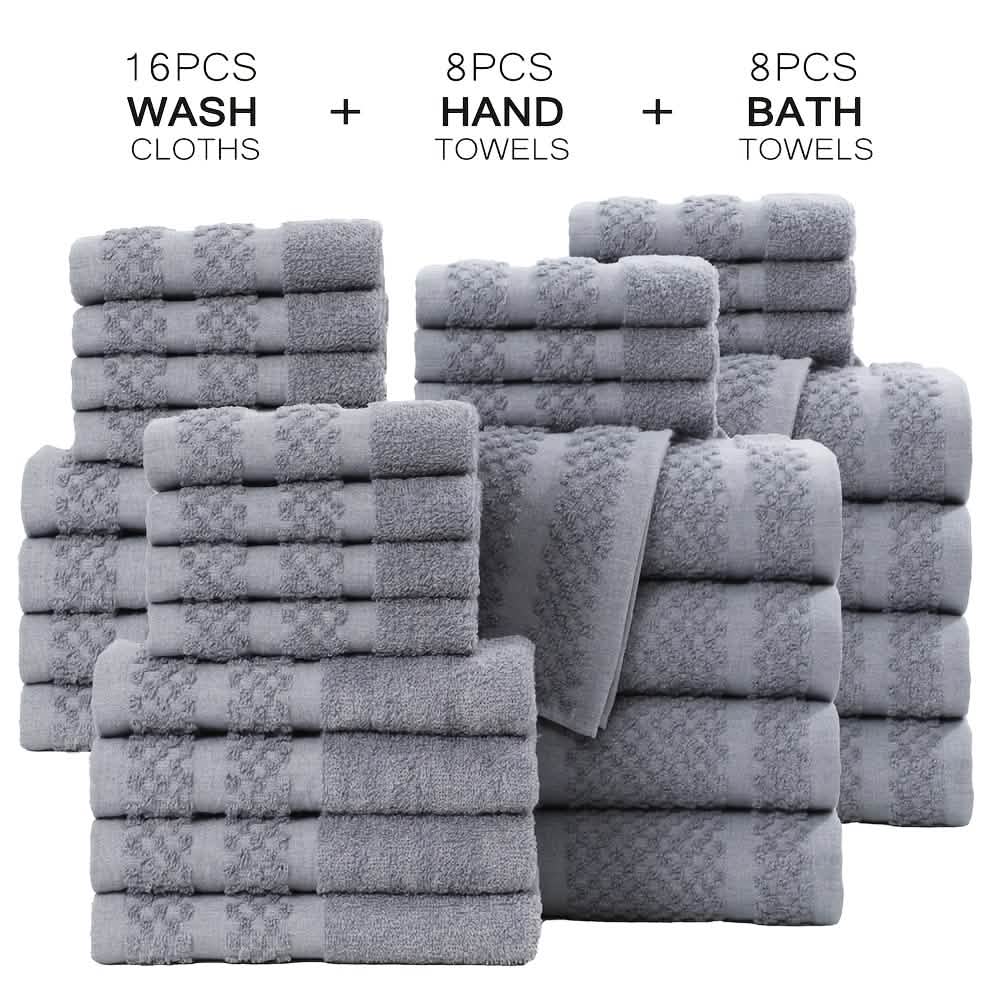Gray Cotton Bath Towel Set (10–32 pcs)