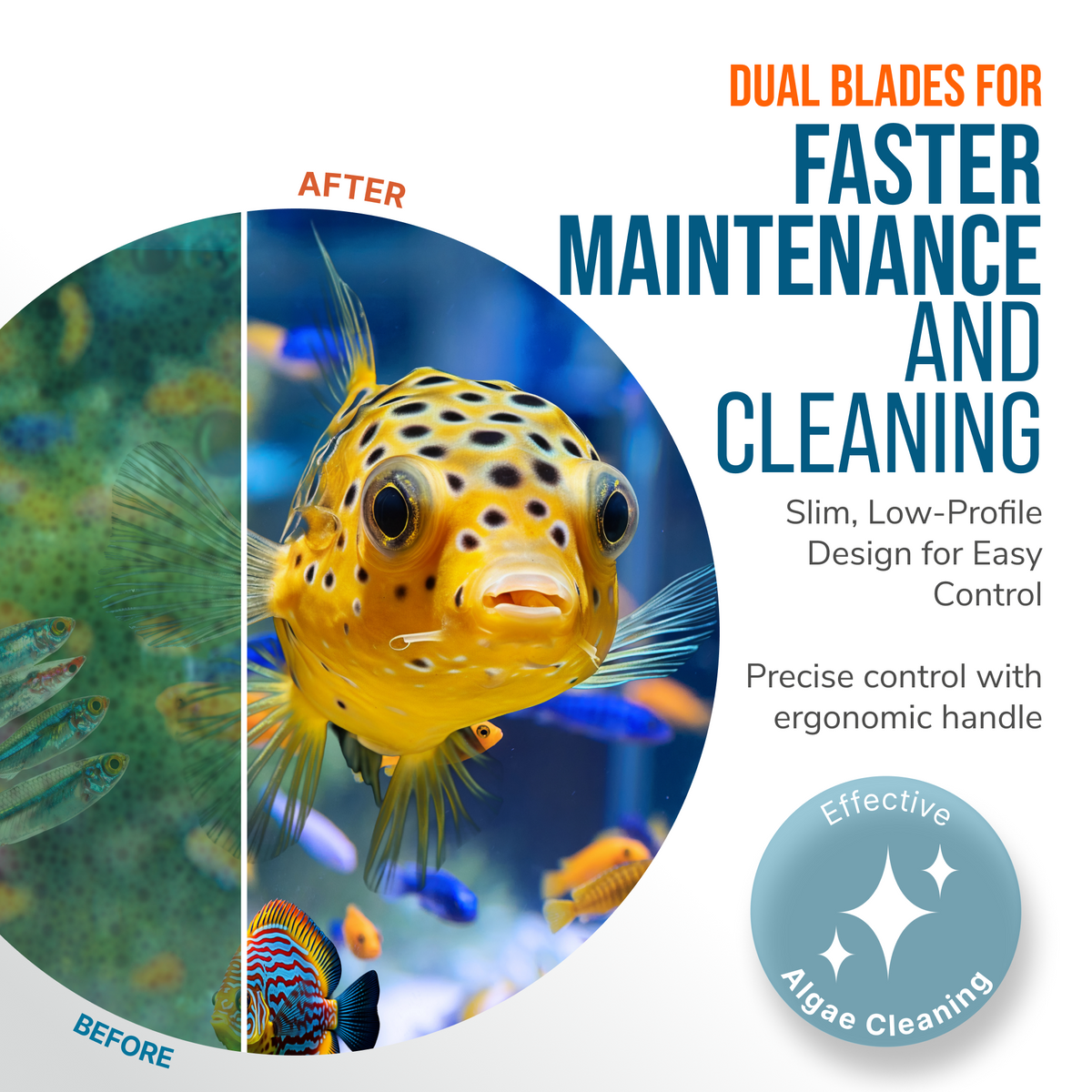 Flipper Edge 2 in 1 Floating Magnetic Aquarium Algae Cleaner (Standard)