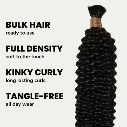Kinky Curly Bulk 100% Human Braiding Hair