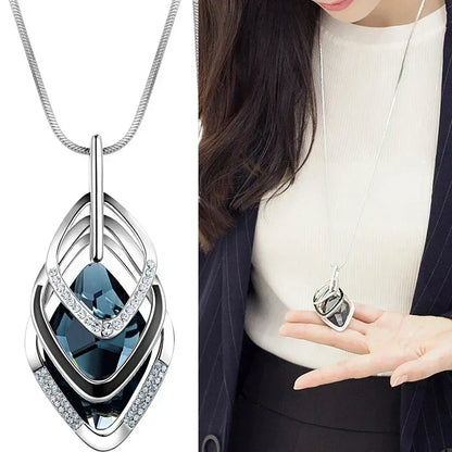 New Arrival Long Necklaces for Women 2024 Fashion Gray Crystal Choker Collier Femme Statement Necklaces & Pendants Accessories