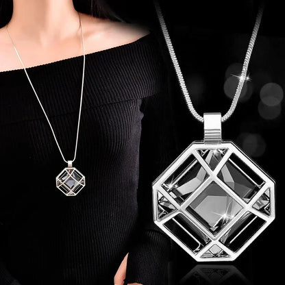 New Arrival Long Necklaces for Women 2024 Fashion Gray Crystal Choker Collier Femme Statement Necklaces & Pendants Accessories