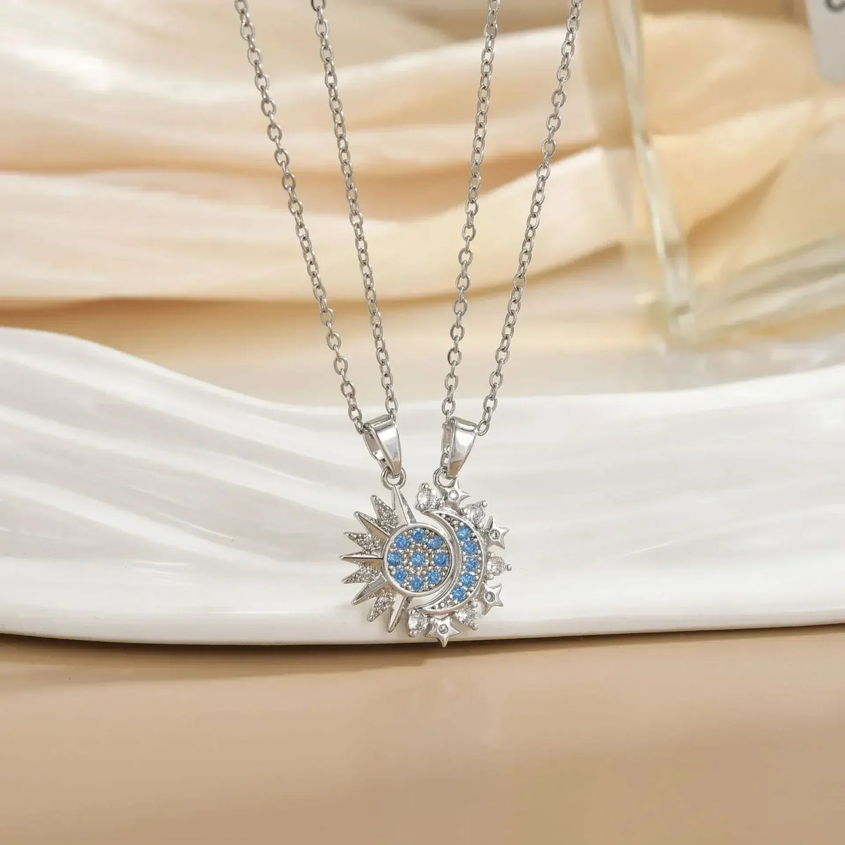 LATS New Stainless Steel Magnetic Sun Moon Couple Necklace Fashion Chain for Men and Women Good Friend Gifts Trend Jewelry