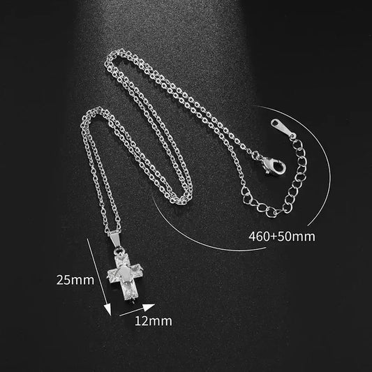 Delicate Crystal Cross Pendant Women Girls Necklace Elegant Party Wedding Jewelry Catholic Amulet Gift