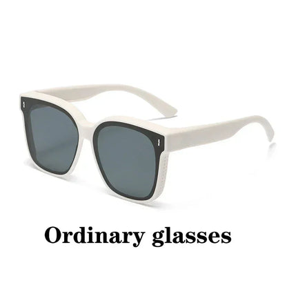 Fashion Square Polarized Sunglasses Cover Over Myopia Prescription Glasses Portable Men Women Vintage Fishing Driving Eyewear ﻿