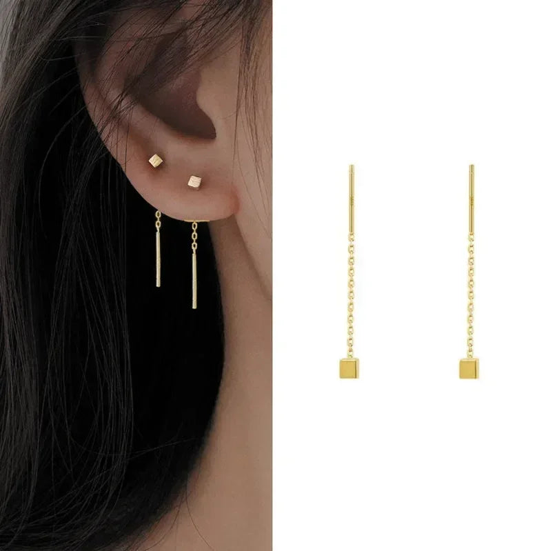 925 Silver Earring For Women Long Tassel Earrings Ear Line pendientes Fashion Zircon Star Drop Earrings