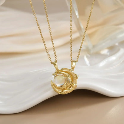 LATS New Stainless Steel Magnetic Sun Moon Couple Necklace Fashion Chain for Men and Women Good Friend Gifts Trend Jewelry