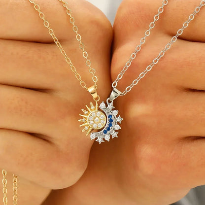 LATS New Stainless Steel Magnetic Sun Moon Couple Necklace Fashion Chain for Men and Women Good Friend Gifts Trend Jewelry