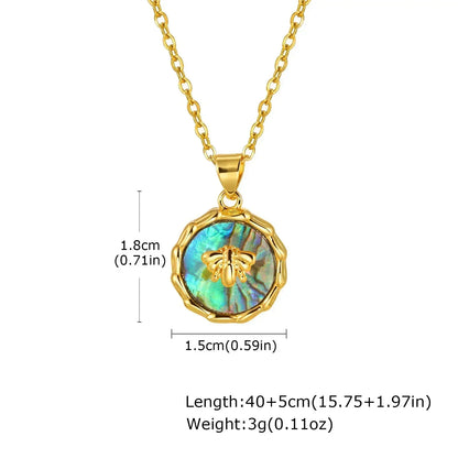 Summer Waterproof Necklace for Women, Nature Abalone Shell Heart Square Round Shape Pendant Statement Jewelry