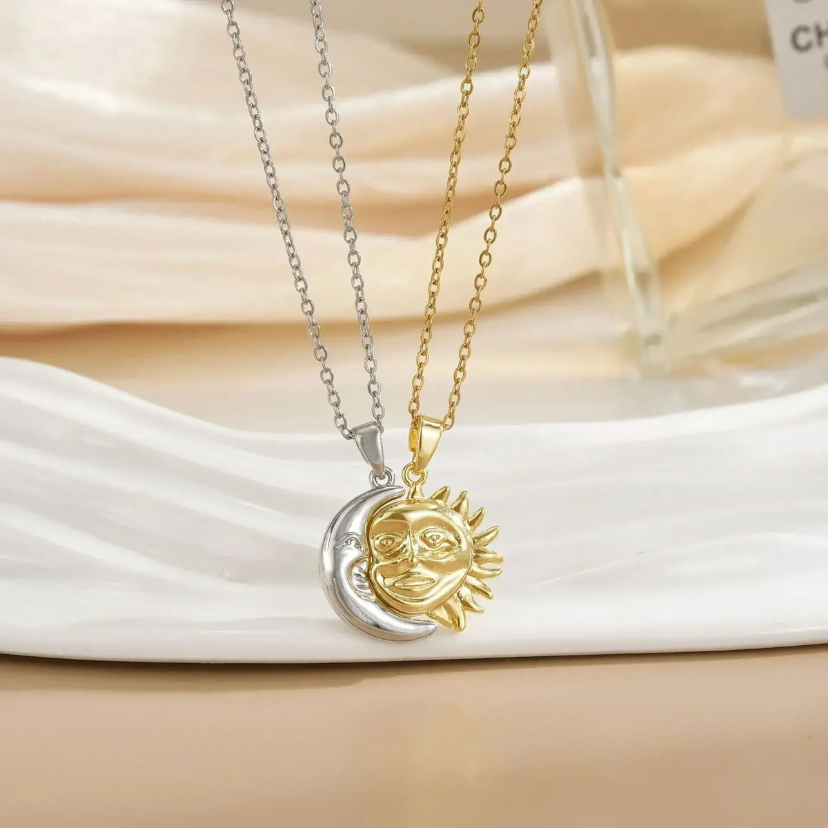 LATS New Stainless Steel Magnetic Sun Moon Couple Necklace Fashion Chain for Men and Women Good Friend Gifts Trend Jewelry