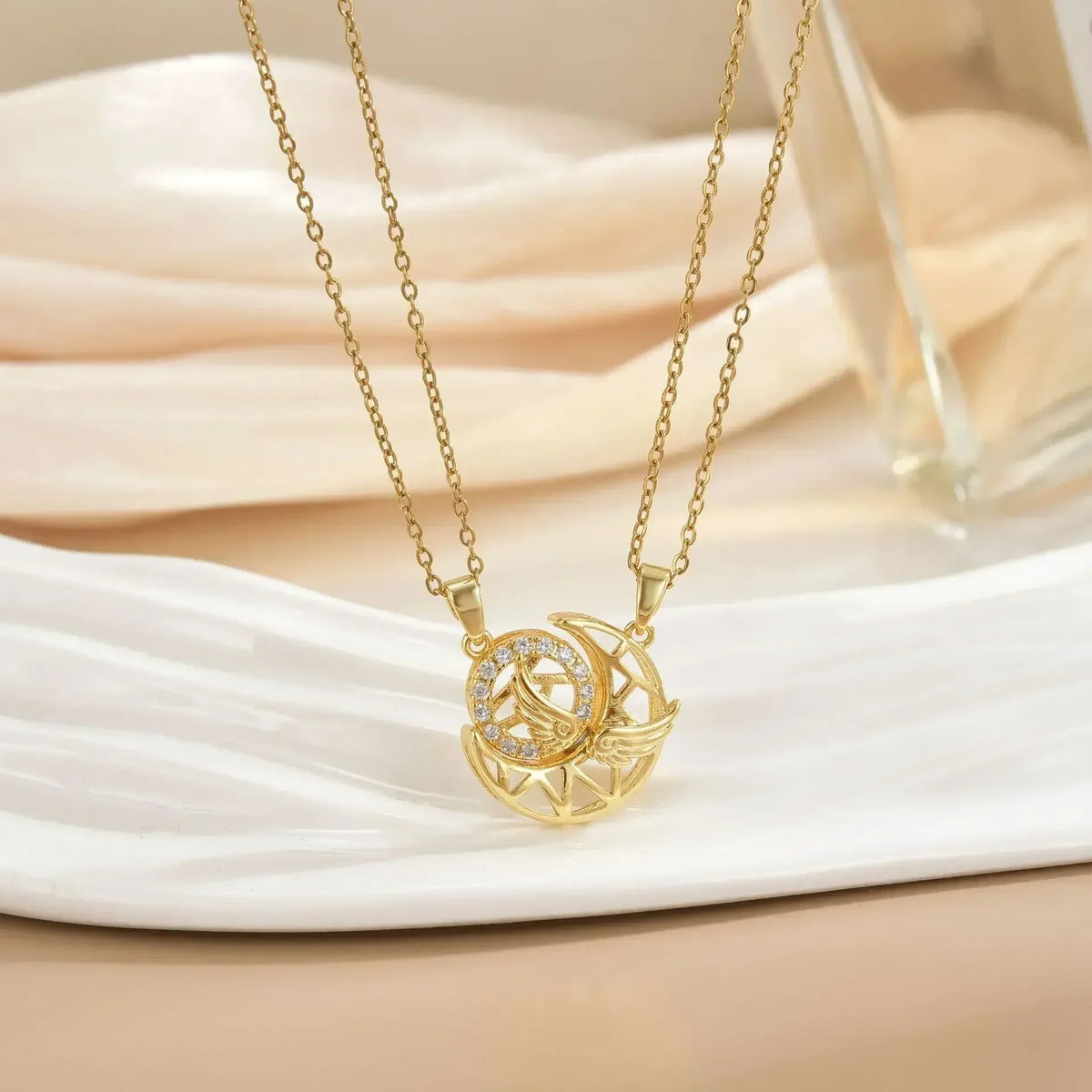 LATS New Stainless Steel Magnetic Sun Moon Couple Necklace Fashion Chain for Men and Women Good Friend Gifts Trend Jewelry