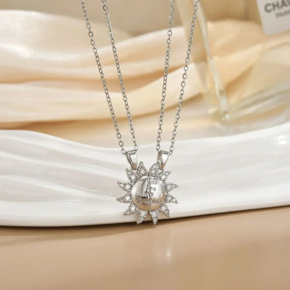 LATS New Stainless Steel Magnetic Sun Moon Couple Necklace Fashion Chain for Men and Women Good Friend Gifts Trend Jewelry