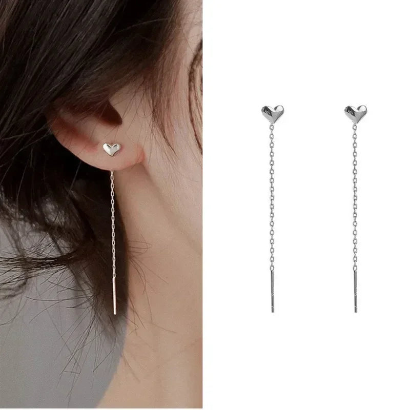 925 Silver Earring For Women Long Tassel Earrings Ear Line pendientes Fashion Zircon Star Drop Earrings