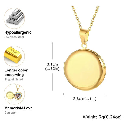 Vnox Stainless Steel Heart Locket Necklace Pendant with Photo Frame, Elegant Gold Plated Design Womens Gift