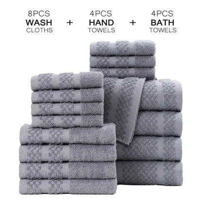 Gray Cotton Bath Towel Set (10–32 pcs)